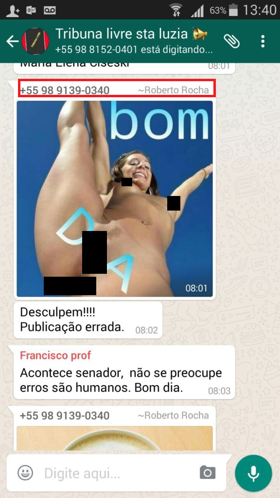 Senador Roberto Rocha coloca foto pornográfica em grupo e é detonado | Luís  Cardoso – Bastidores da Notícia